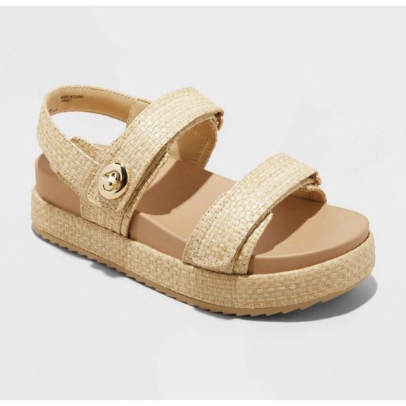 a new day Shoes - Womens Raffia Platform Sandals Boho Woven Strap Summer Casual Chic Comfort 7.5
